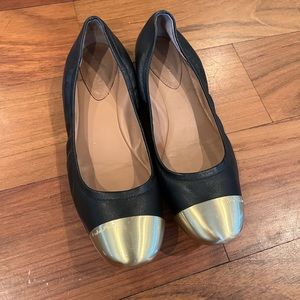 Black & Gold-Plated toe Calvin Klein Flats. Size 9.